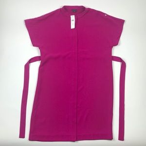Ann Taylor Belted Short Sleeve Shirtdress Fuchsia